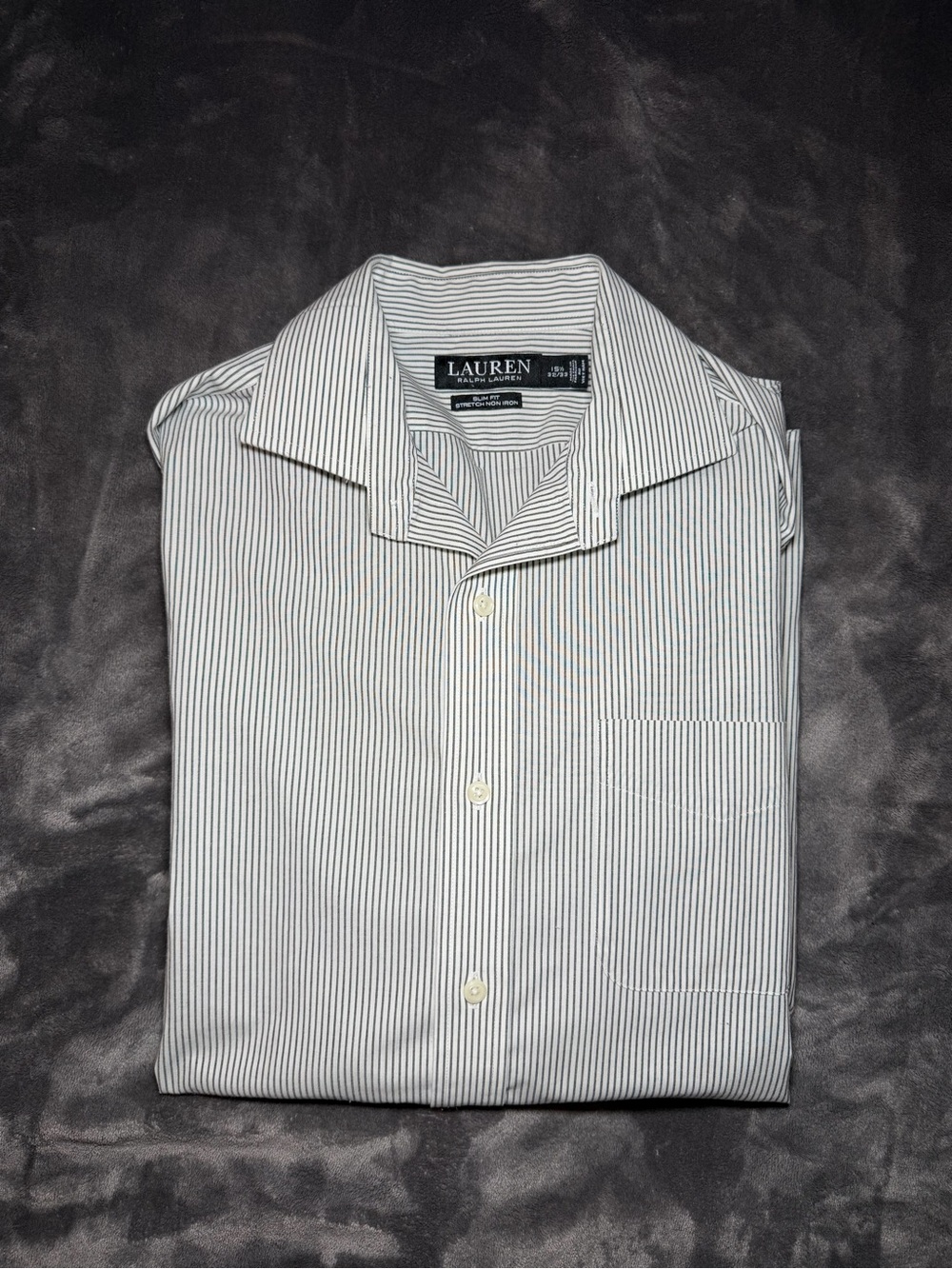 Ralph Lauren White Button-Down Shirt with Black Pinstripes
